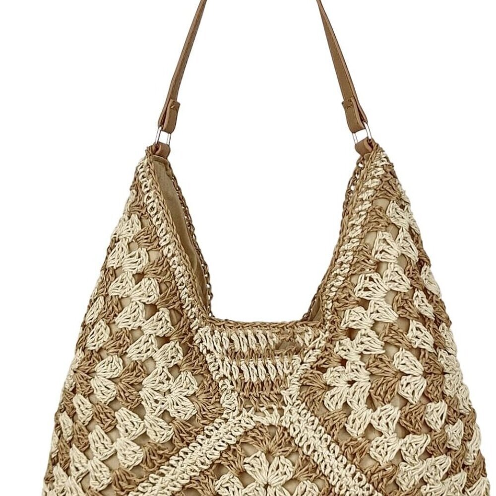 Straw Tote Bag Women Large Capacity Summer Woven Beach Shoulder Handbag